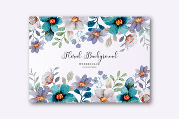 Beautiful green gray floral garden background with watercolor