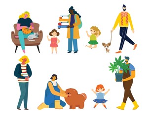 I love my family. Cute vector illustration with mother, father, daughter.