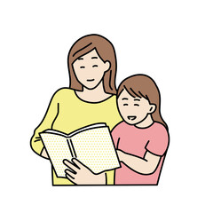 絵本を読み聞かせる親のイラスト