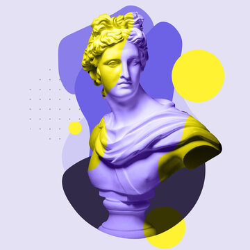 recommend clip art: Modern conceptual art collage with ancient statue. Contemporary art.