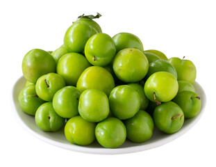 green plum isolated on white background