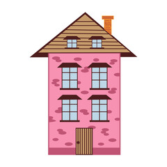 illustration of cool detailed red house icon isolated on white