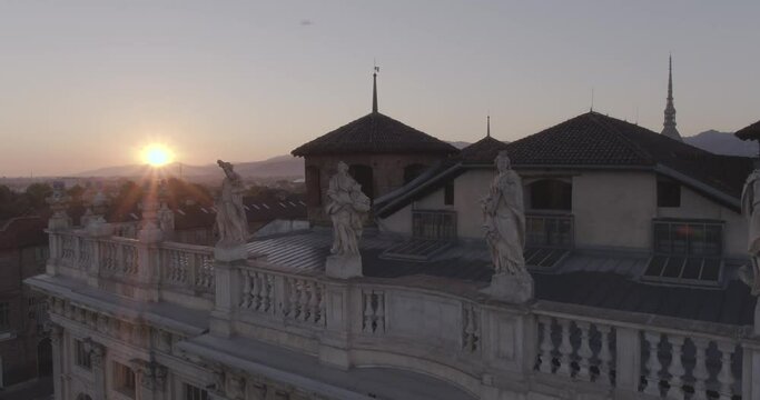 Aerial footage drone SUNRISE view of Mole in Turin Italy Torino // no video editing
