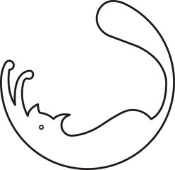Hand drawn black line minimalist cat icon on white background.