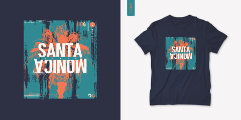 Santa Monica beach vector graphic t-shirt design, poster, print