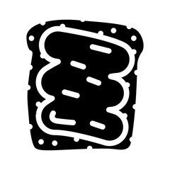 bread piece with peanut butter glyph icon vector. bread piece with peanut butter sign. isolated contour symbol black illustration