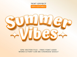 Summer vibes text effect style - Editable text effect vector summer theme.