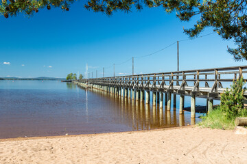 wooden pier on a lake in Dalarna, Sweden