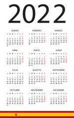 Calendar 2022 - illustration. Spanish version. 