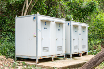 Public toilets set up for tourists and the general public Use in forests and beaches.