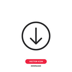 Download icon vector. Down arrow sign