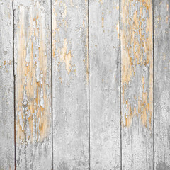 Obraz premium Old wooden natural texture painted, scratched and flaked. Light old wood background from planks. Vintage painted boards.
