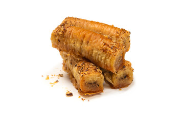 Delicious sweet baklava isolated on white background.