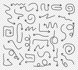 Set of dotted arrow drawn by hand.