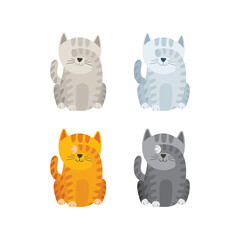 Cat. Kitten cat close eyes with paw. Cartoon style virus color drawing kitten characters. Part of set.