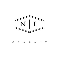 initial NL logo design vector