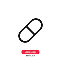 Capsule icon vector. Pill sign