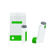 Vector inhaler icon for medical poster. Breather for cough relief, inhalation, allergic patient. Flat.