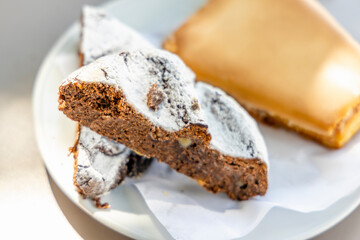 Traditional Portuguese desserts called broa de mel and jesuita, Portugal
