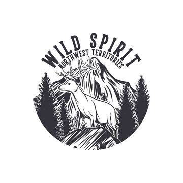 Logo Design Wild Spirit Northwest Territories Vintage Illustration