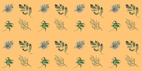 Cute floral, plant vector seamless pattern. Elegant template for fashion prints, fabric, textile, wallpaper, wall art, invitation. Ready to use