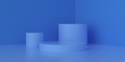 3D rendering of blue geometry background