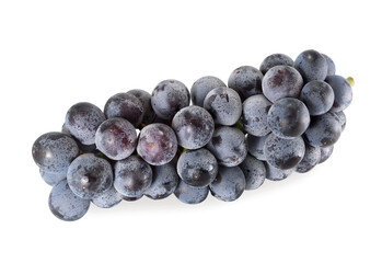 Bunch of black grapes isolated on white background.