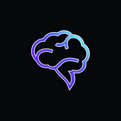 Brain Speech Bubble blue gradient vector icon