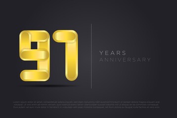 91 years anniversary, golden desing