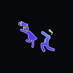 Boy Giving Flowers To His Girlfriend blue gradient vector icon