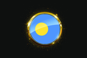 Palau flag inside a circular golden emblem