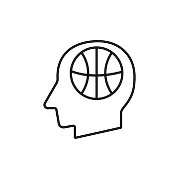 Human head with Basketball ball sign silhouette vector illustration