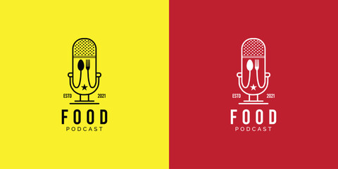Food podcast creators logo design concept