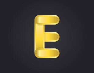 E number logo, modern and elegant golden design. Vector illustration