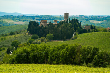 Fototapeta premium The ancient medieval village of Badia a Passignano Florence Italy