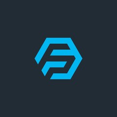 FP letter hexagon logo. Universal vector icons