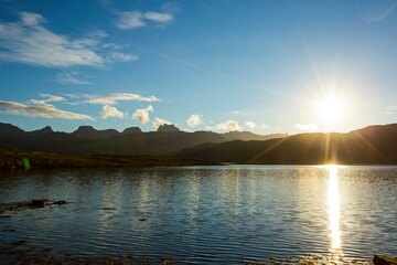Obraz premium Autumn landscape and beach in Lofoten Islands, Northern Norway