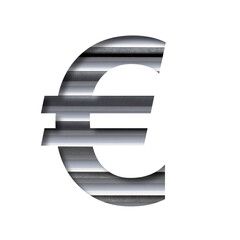 Modern industrial font. Euro money business symbol cut out of paper on the background of industrial...
