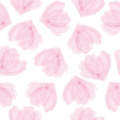 Floral Pattern with Watercolor Pink Flowers. Delicate Floral Wallpaper. Botanical Seamless Background for Print, Textile, Invite. Vintage Flowers Print. Vector EPS 10	