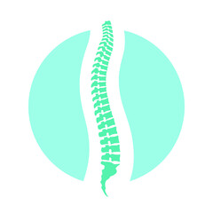 Spine human graphic icon. Spinal column sign in the circle isolated on white background. Logo. Vector illustration  - obrazy, fototapety, plakaty