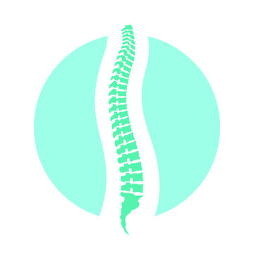 Spine human graphic icon. Spinal column sign in the circle isolated on white background. Logo. Vector illustration 