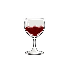 Glass of wine. Alcohol icon, symbol, logo. For the menu, bar, restaurant, wine list.Stock illustration isolated on white background.