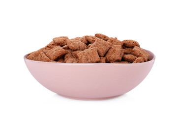 Sweet crispy corn pads in bowl isolated on white