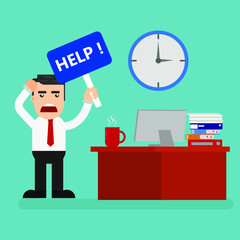 businessman asking for help, illustration vector graphic

