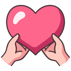two hand holding heart icon