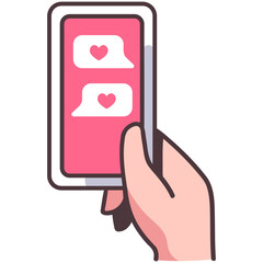 hand smartphone love chat message icon