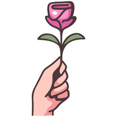 hand holding rose icon