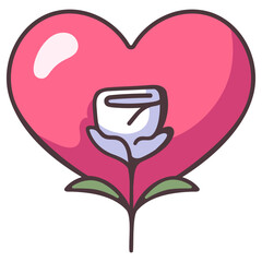 love heart rose icon