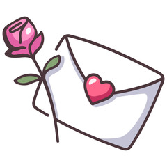love mail and rose flower icon