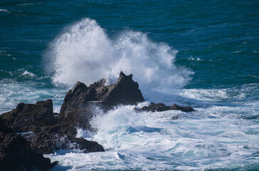 Crashing waves on the Pacific Ocean coastline